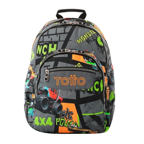 TOTTO - Mochila Escolar Grande, Modelo Rayol, Capacidad 19 L, 3 Compartimentos, 2 Bolsillos Botella,...
