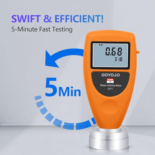Water Activity Meter Smart Food Water Activity Tester for Jerky Dried Fruit Grain Vegetable Aw Moisture Mete Tools Adopt Non conductive Humidity Sensor, 0-1.0AW ±0.02AW Water Activity Analyzer Monitor