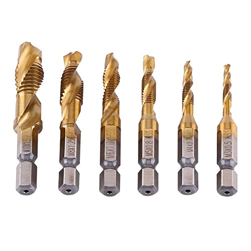 Foret Taraudeur, 6Pcs M3-M10 Tarauds et Filetés, Tarauder Bois, Foret Taraud filetage métrique, Forets à marteau Countersink Tap pour filetage à tête hex...