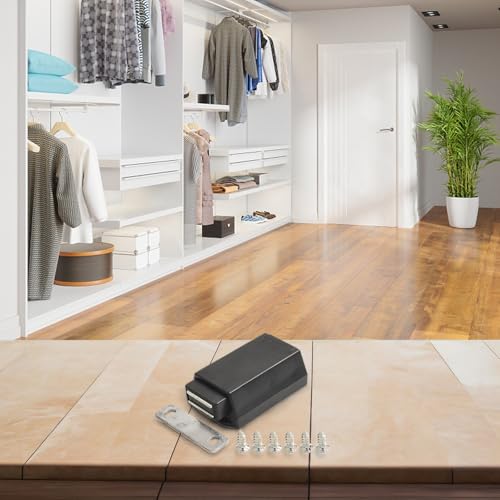 Honseadek Chiusura a pressione per armadietto, resistente, apertura a pressione, bianca, sistema di apertura magnetica per cucina, nero