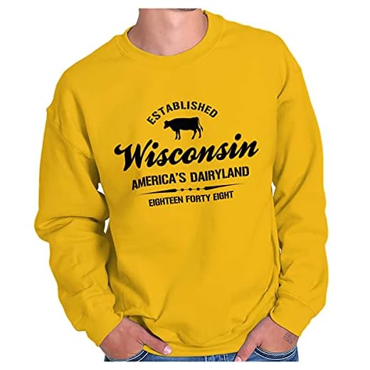 Classic Teaze Wisconsin America's Dairyland State Sweatshirt for Men or Women Gold