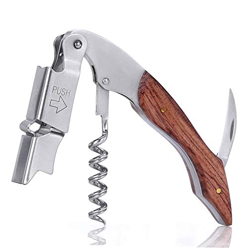 U-HOOME Wine Opener Professional All-In-One Waiters Corkscrew Vintage Wine Bottle Opener and Foil Cutter with a Comfortable Rosewood Handle for Sommeliers, Waiters and Bartenders