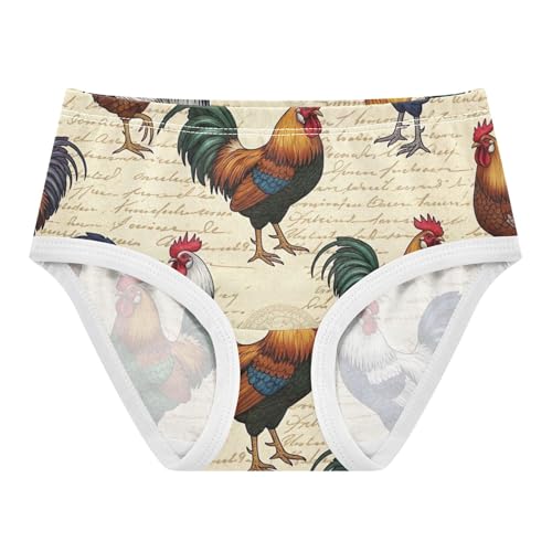 Colorful Vintage Cartoon Roosters Panties Little Girl Toddler Girls Underwear Cotton Animal Undies Kids Briefs 2t