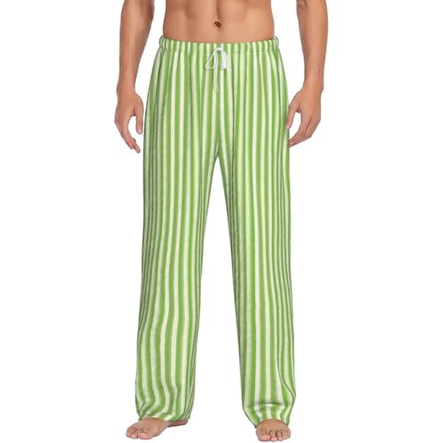Pantalon de pyjama homme rayé vert contre la chaleur nocturne