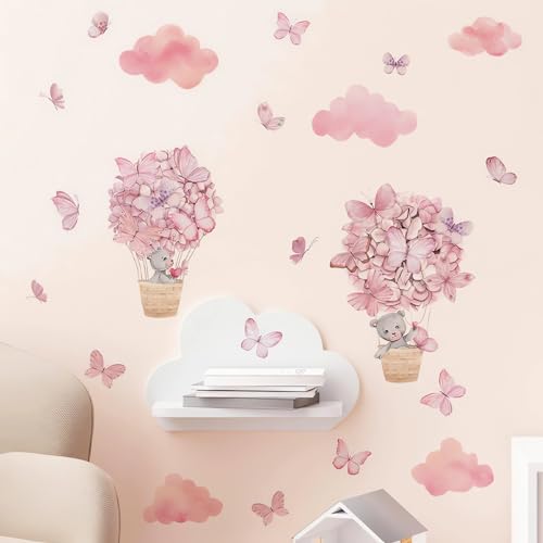 Vinilos Decorativos infantiles pink Baby Bear Butterfly miniatura 6