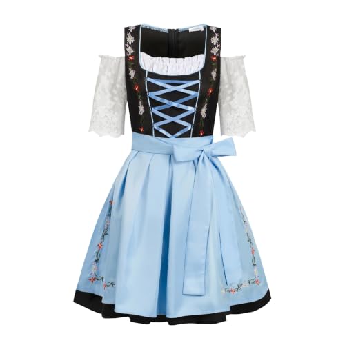 SightYoung Bavarian Dirndl Dress,Oktoberfest Outfit Women,Blue,M
