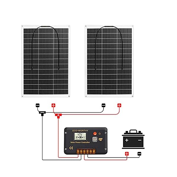 ECO-WORTHY 260 Watt 12 Volt flexibles Solarpanel Kit netzunabhängig Off Grid: 2 Stücke 130W Solarpanel + 30A LCD-Display… – Bild 4