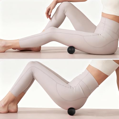 Image of WOVTE Massage Lacrosse Ball for Sore Muscles, Shoulders, Neck, Back, Foot, Body, Deep Tissue, Trigger Point, Muscle Knots, Yoga and Myofascial Release (Blue) (Black(Set))