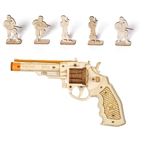 ROKR 3D Wooden Puzzle DIY Building Toys Mechanical Model - Multi-Player Game with Wood Targets &Rubber Bands, Gifts for Adults Cover