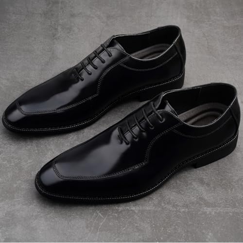 Fashion Black Premium Formal Shoes Dress Oxford for Men Lace Up Pointed Toe Non-Slip Low Chunky Heels Casual Derby Shoes for Formal Business Wedding4