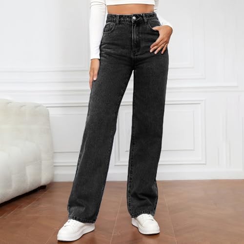 Straight Leg Jeans for Women,High Waisted Baggy Wide Leg Loose Fit Tummy Control Denim Pants Boyfriend Jeans for Women2
