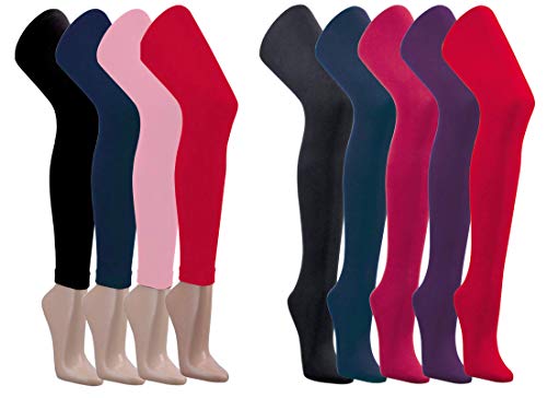 2 piezas de leggings térmicas para niños y mallas térmicas para niñas con de vellón interior mallas en colores lisos / 110-116, 122-128, 134-146, 152-164 (7-8 (122-128), 2 x Strumpfhose pink) Cover