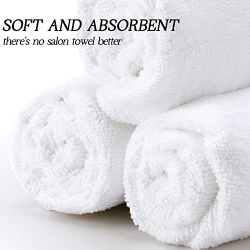 Image of Shimeyao 40 Pack Bleach Proof Towels Microfiber Absorbent Resistant Hair Hand Towels Bulk Quick Dry for Barber Gym Bath Spa Shaving (White,16 x 29 Inch)