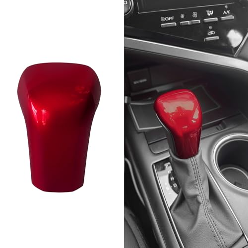 Rebvugr Car Gear Shift Knob Cover, Gear Shifter Cover, Sport Style Print Auto Gear Shift Knob Cover Trim, Shift Lever Cover Accessories Fit for Toyota Camry 2018-2025 Corolla 2019-2024 (Red)