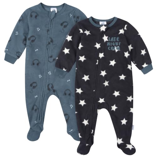 Image of Gerber Baby Boys 2-Pack Flame Resistant Fleece Footed Pajamas
