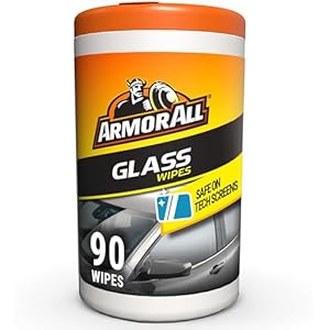Armor All Car Glass Wipes, Auto Glass Cleaner for Film and Grime, 90 Count