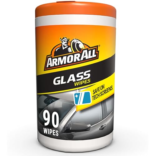 Armor All Car Glass Wipes, Auto Glass Cleaner for Film and Grime, 90 Count