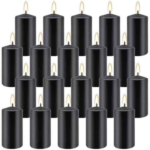 20 Packs of 2 * 4-inch Black Pillar Candles - Elegant and Versatile for Home Decor, Parties, Weddings and Other Special Events - to Create a Romantic Atmosphere. Cover