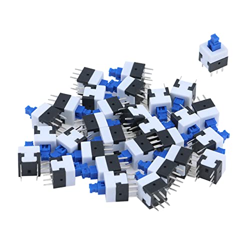 Antrader QXAD19041710 30 Pcs Micro Push Button Switch, 6 Pin Dpdt Self-Locking Power On/Off Latching Switches 8 X 8Mm cover