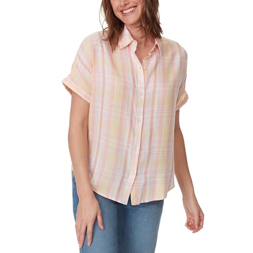 Image of Gloria Vanderbilt Women's Daisy Short Sleeve High-Low Button Down Shirt Standard