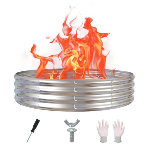 60-Inch-Fire-Pit-Ring-5FT-Galvanized-Steel-for-Outdoor-Backyard-Patio-Use 60 Inch Fire Pit Ring 5FT Galvanized Steel for Outdoor Backyard, Patio Use - Image 1