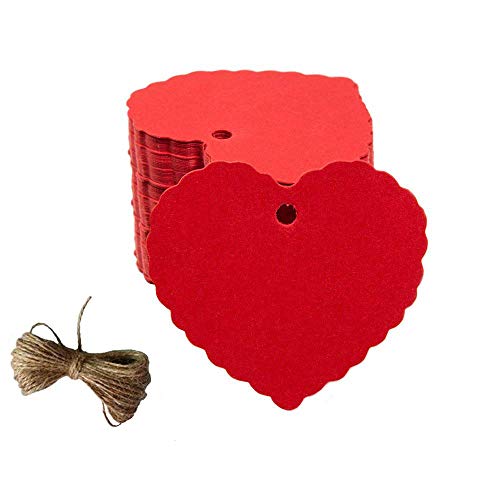 200 etiquetas de papel kraft con forma de corazón en tono melocotón, etiquetas de regalo con cordel de yute natural para Navidad, boda, Acción de Gracias, cumpleaños, día festivo, regalos