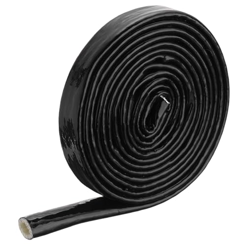 Image of MECCANIXITY 3 /8 inch ID 10ft Heat Shielded Fire Sleeve Silicone Coated Fiberglass Tape, for Automotive Hose Lines Wires Electrical Wiring, Black
