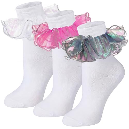 Image of Geyoga 3pair Women Big Ruffle Socks