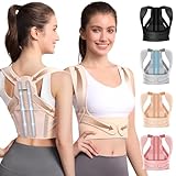 Fit Geno Posture Corrector for Women: Adjustable Lightweight Upper Back Brace for Neck Shoulder & Upper Back Pain Relief - Improve Posture Correct Hunchback Slouching Kyphosis Invisible Under Clothes (M/L Under Bust 32'-45')