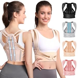 Fit Geno Posture Corrector for Women: Adjustable Lightweight Upper Back Brace for Neck Shoulder & Upper Back Pain Relief – Improve Posture Correct Hunchback Slouching Kyphosis Invisible Under Clothes (M/L Under Bust 32″-45″)