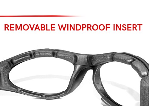 Bertoni Motorcycle Padded Glasses - Windproof Antifog Anticrash Lens - Af125A Italy - Motorbyke Riding Sunglasses - Matt Black - Yellow Lens #TOP3