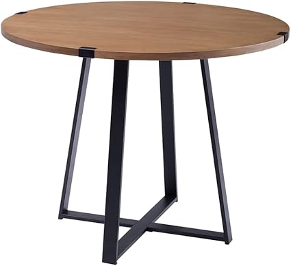 Amazon.com - Walker Edison 4 Person Round Industrial Modern Wood Small ...