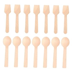 DEARMAMY 200 Stück Einweg Holzlöffel Set