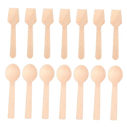 Loigohon 200個 使い捨て木製スプーン ? デザートやアイスクリームに最適な軽量設計、屋外イベントやパーティー向け