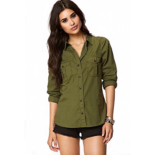 Image of C.Cozami Casual Long Sleeves Double Pocket Women's Rayon Shirts
