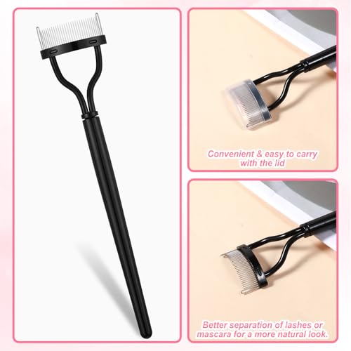 Larrel 3 Stück Wimpernkamm, Wimperntrenner Werkzeug Edelstahl Wimper Kamm mit Schutzdeckel Wimpern Make Up Comb Mascara Bürsten Wimpernkamm Separator Mascara Applicator für Werkzeug Wimpern Kamm