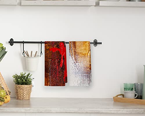 Qodung Abstract Oil Painting Red Orange Yellow Textured Collage Soft Absorbent Kitchen Towels Dishcloth 16X24 Inch Set Of 4,Modern Street Art Tea Towels Hand Towels For Kitchen Bathroom #TOP1