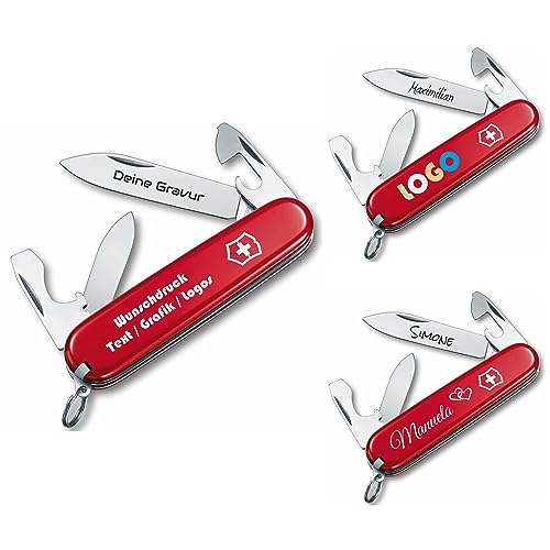 Victorinox Taschenmesser Recruit mit Gravur auf der Klinge Griff I Geschenk für Männer Frauen I zum Geburtstag I Schweizer Taschenmesser personalisiert mit 10 Funktionen 0.2503
