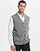 TopTie Men Sweater Vest Solid Knitted Lightweight Thermal Cardigan-Gray-XL
