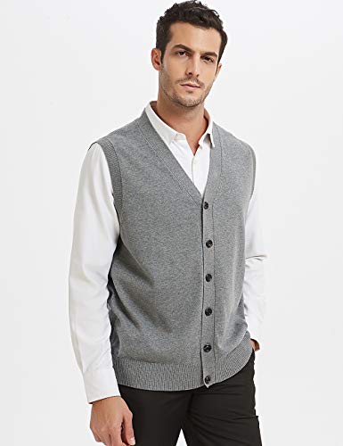 TopTie Mens Sweater Vest Solid Knitted Lightweight Thermal Cardigan3