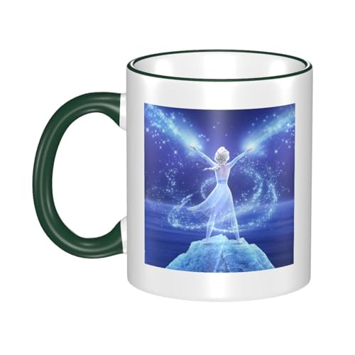 アナと雪の女王 マグカップ 保温・保冷 電子レンジ対応 コーヒーカップ 陶器 セラミック 耐高温 軽量 個性人気 誕生日プレゼント大容量 Dark Green