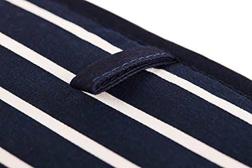 Heat Resistant Butcher Stripe Oven Gloves | Double Oven Mitt Pot Holder With Silicone Non-slip Design For Home Kitchen Baking | Best Modern Stylish Cooking Oven Glove Mitts.