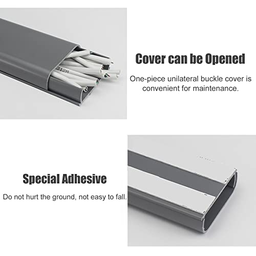 Canaleta para cables autoadhesiva cuadrada de PVC pintable para piso y pared, color gris, 59 x 20 mm miniatura 4
