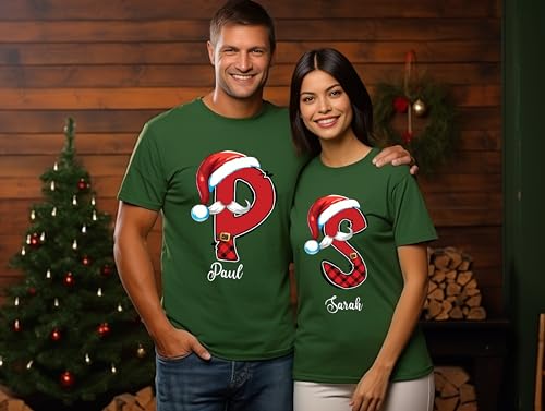 Custom Name Christmas Monogram Family Shirt, Christmas Alphabet Shirt, Christmas Family Group Shirt, Custom Xmas4