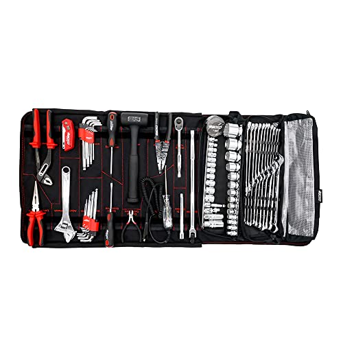 Image of Boxo USA Combo Tool Roll 82-Piece Metric and SAE Tool Roll and Dry Bag - Compact Organizer for Tools