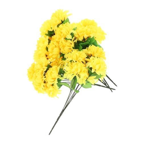 Yardenfun Bouquet di Crisantemi Artificiali Gialli per Decorazioni Cimitero Esterno Commemorative Realistici e Resistenti per Cerimonie Qingming e Funerali