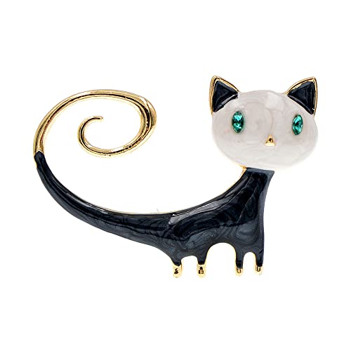Image of Fashion Cat Lapel Brooch Pin for Women Girls Cubic Zirconia Rhinestone Enamel Pet Animal Pin Clip Hat Scarves Sweater Dress Suit Jacket Brooches Pins Cute Jewelry Gifts Christmas