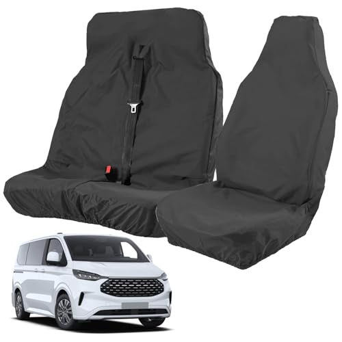 Autositzbezüge Set, Transporter Sitzbezüge Auto kompatibel mit Ford Transit Custom 2013-2024, Sitzbezüge Autos für Transporter Vordersitze 2+1, Sitzschoner Auto Compatible Airbag