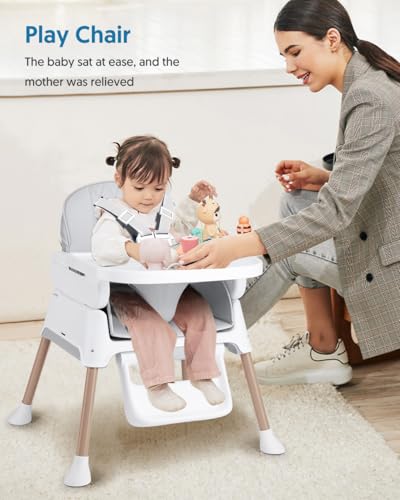 3 in 1 Baby High Chair, Bellababy Adjustable Convertible Chairs for Babies and Toddlers, Compact/Light Weight/Portable/Easy to Clean - Thumbnail 4