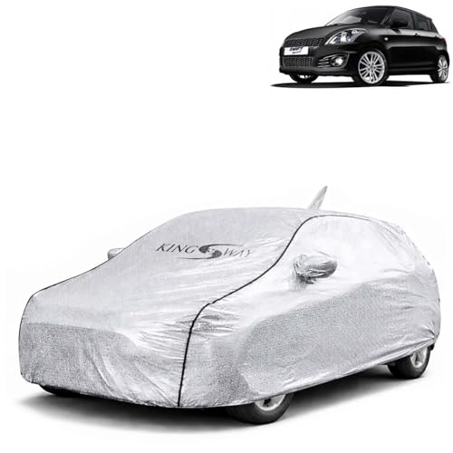 Image of KINGSWAY SilverTech 100% Waterproof Car Cover Only with Maruti Suzuki Swift (Year 2011 to 2017 - All Model) | Mirror and Antenna Pockets | Scratchproof | All Weather Car Body Cover
